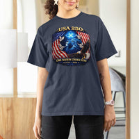 US 250th Anniversary T Shirt For Women 250 Years One Nation Under God Christian Patriotic Cross USA Flag
