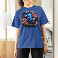 US 250th Anniversary T Shirt For Women 250 Years One Nation Under God Christian Patriotic Cross USA Flag