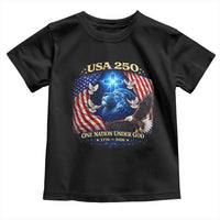 US 250th Anniversary Toddler T Shirt 250 Years One Nation Under God Christian Patriotic Cross USA Flag