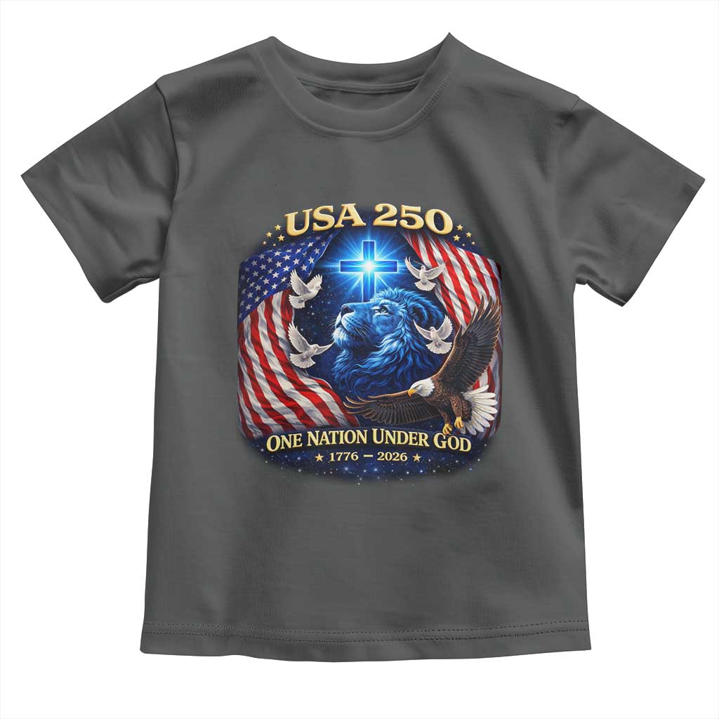 US 250th Anniversary Toddler T Shirt 250 Years One Nation Under God Christian Patriotic Cross USA Flag