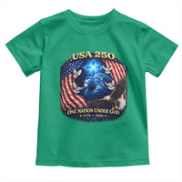 US 250th Anniversary Toddler T Shirt 250 Years One Nation Under God Christian Patriotic Cross USA Flag