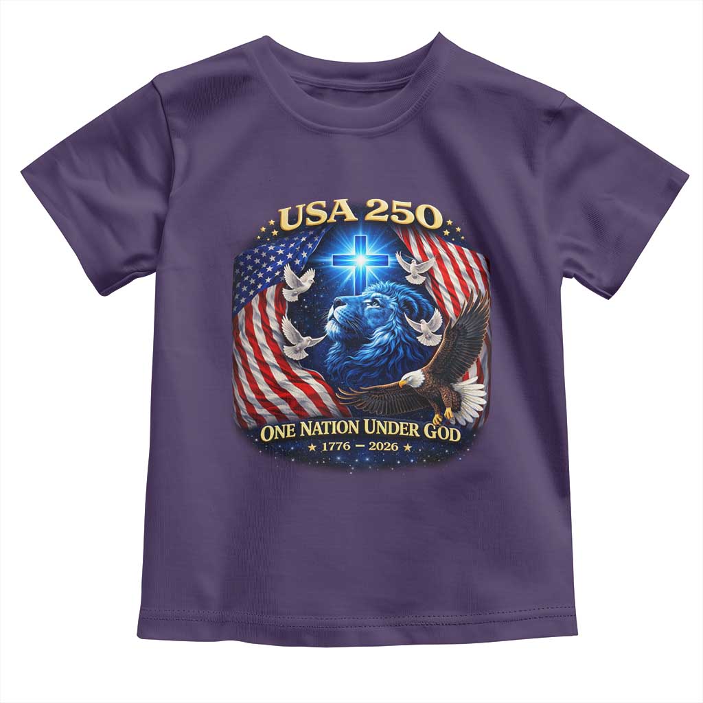 US 250th Anniversary Toddler T Shirt 250 Years One Nation Under God Christian Patriotic Cross USA Flag