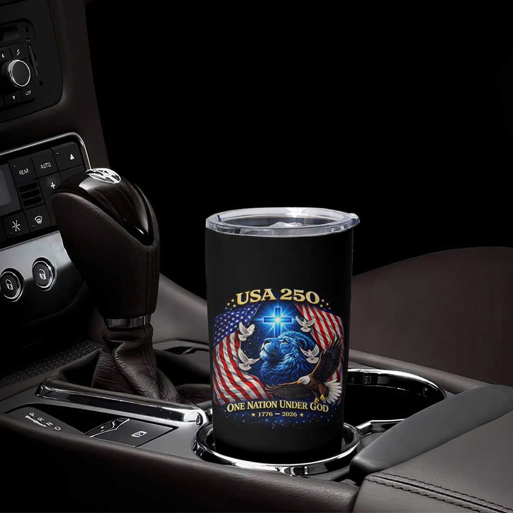 US 250th Anniversary Tumbler Cup 250 Years One Nation Under God Christian Patriotic Cross USA Flag