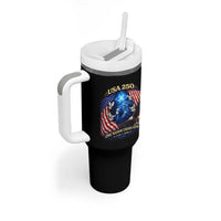 US 250th Anniversary Tumbler With Handle 250 Years One Nation Under God Christian Patriotic Cross USA Flag
