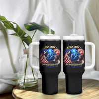 US 250th Anniversary Tumbler With Handle 250 Years One Nation Under God Christian Patriotic Cross USA Flag
