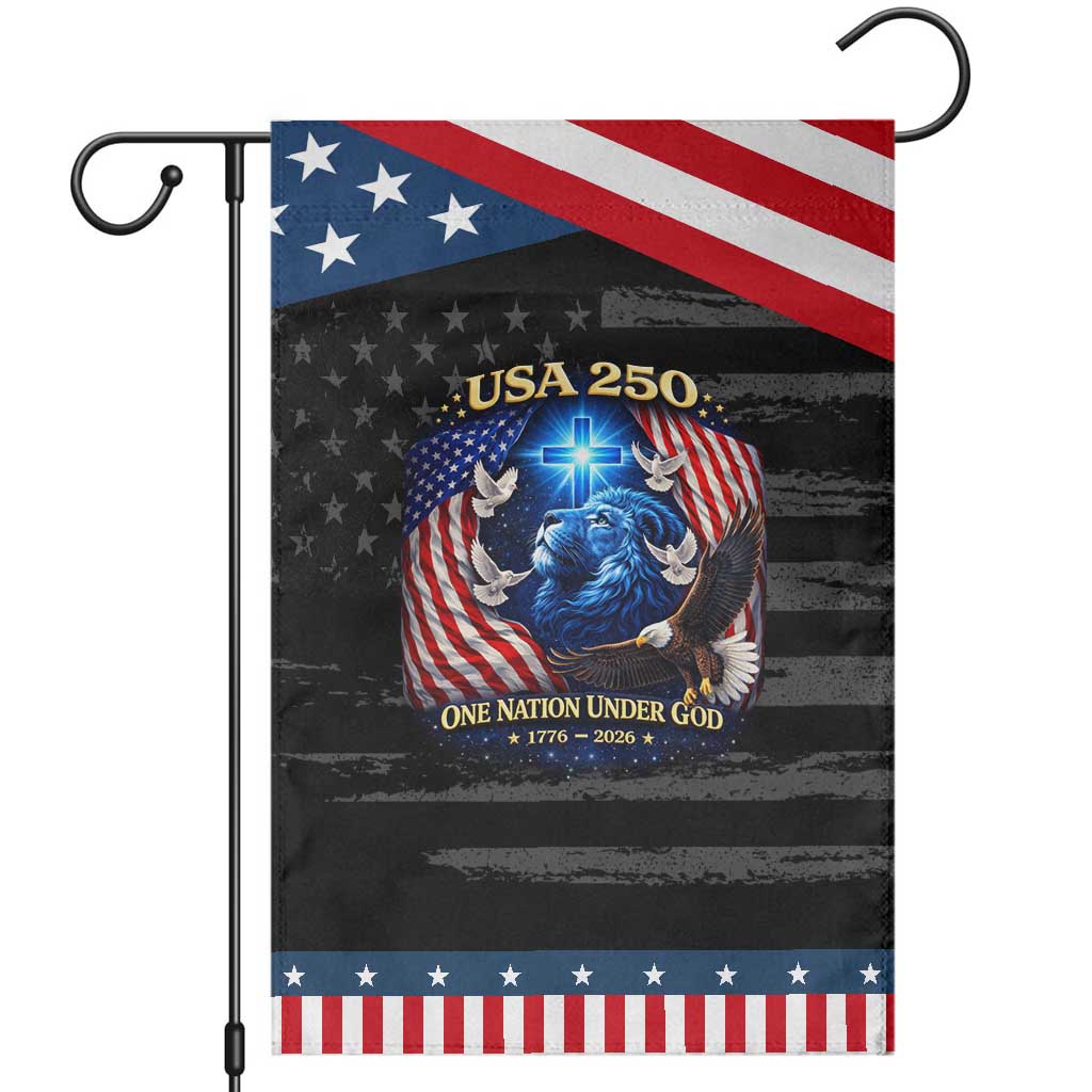 US 250th Anniversary Garden Flag 250 Years One Nation Under God Christian Patriotic Cross USA Flag