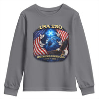 US 250th Anniversary Youth Sweatshirt 250 Years One Nation Under God Christian Patriotic Cross USA Flag