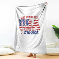 USA 250 Years Of Freedom Throw Blanket USA Independence 250th Anniversary 1776 2026 Patriotic Flag