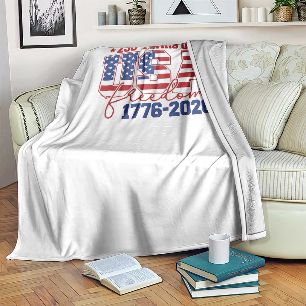 USA 250 Years Of Freedom Throw Blanket USA Independence 250th Anniversary 1776 2026 Patriotic Flag