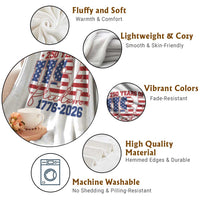 USA 250 Years Of Freedom Throw Blanket USA Independence 250th Anniversary 1776 2026 Patriotic Flag
