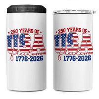 USA 250 Years Of Freedom 4 in 1 Can Cooler Tumbler USA Independence 250th Anniversary 1776 2026 Patriotic Flag