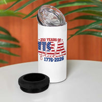 USA 250 Years Of Freedom 4 in 1 Can Cooler Tumbler USA Independence 250th Anniversary 1776 2026 Patriotic Flag