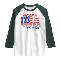 USA 250 Years Of Freedom Raglan Shirt USA Independence 250th Anniversary 1776 2026 Patriotic Flag