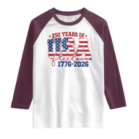 USA 250 Years Of Freedom Raglan Shirt USA Independence 250th Anniversary 1776 2026 Patriotic Flag