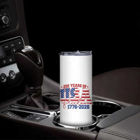 USA 250 Years Of Freedom Skinny Tumbler USA Independence 250th Anniversary 1776 2026 Patriotic Flag