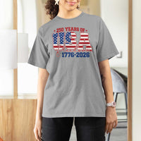USA 250 Years Of Freedom T Shirt For Women USA Independence 250th Anniversary 1776 2026 Patriotic Flag