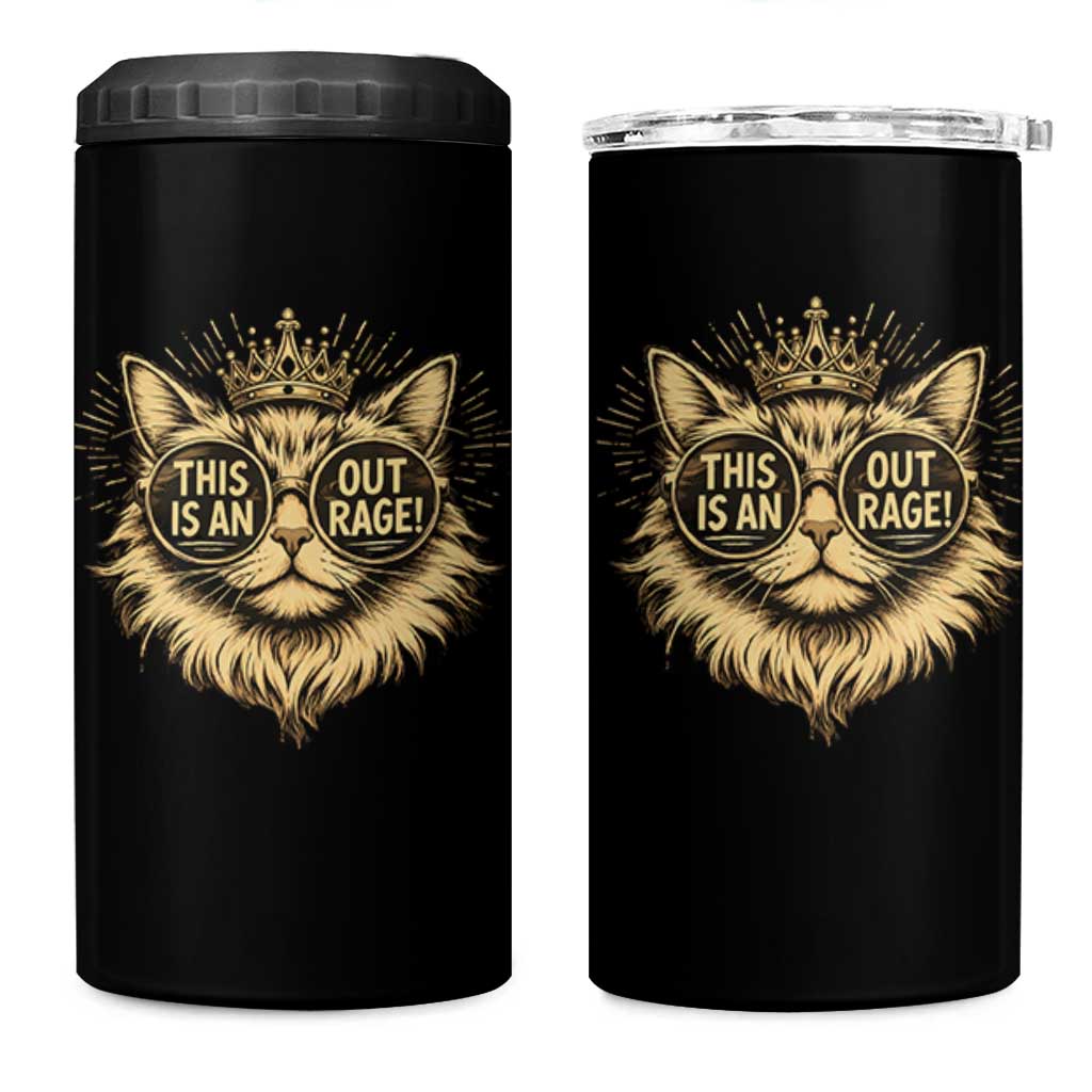 Funny Princess Cat Donut 4 in 1 Can Cooler Tumbler This Is An Outrage Donut Gold Cat Lover Gifts