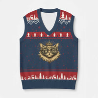 Funny Princess Cat Donut V-Neck Knit Sweater Vest This Is An Outrage Donut Gold Cat Lover Gifts