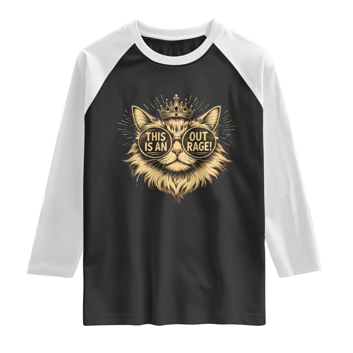 Funny Princess Cat Donut Raglan Shirt This Is An Outrage Donut Gold Cat Lover Gifts