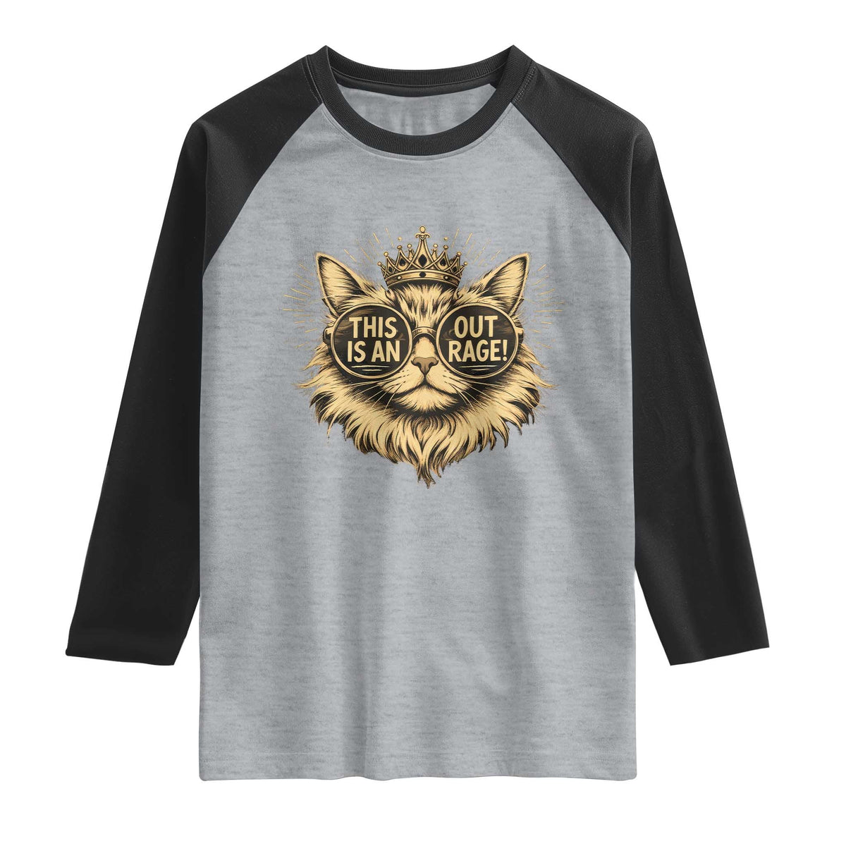 Funny Princess Cat Donut Raglan Shirt This Is An Outrage Donut Gold Cat Lover Gifts