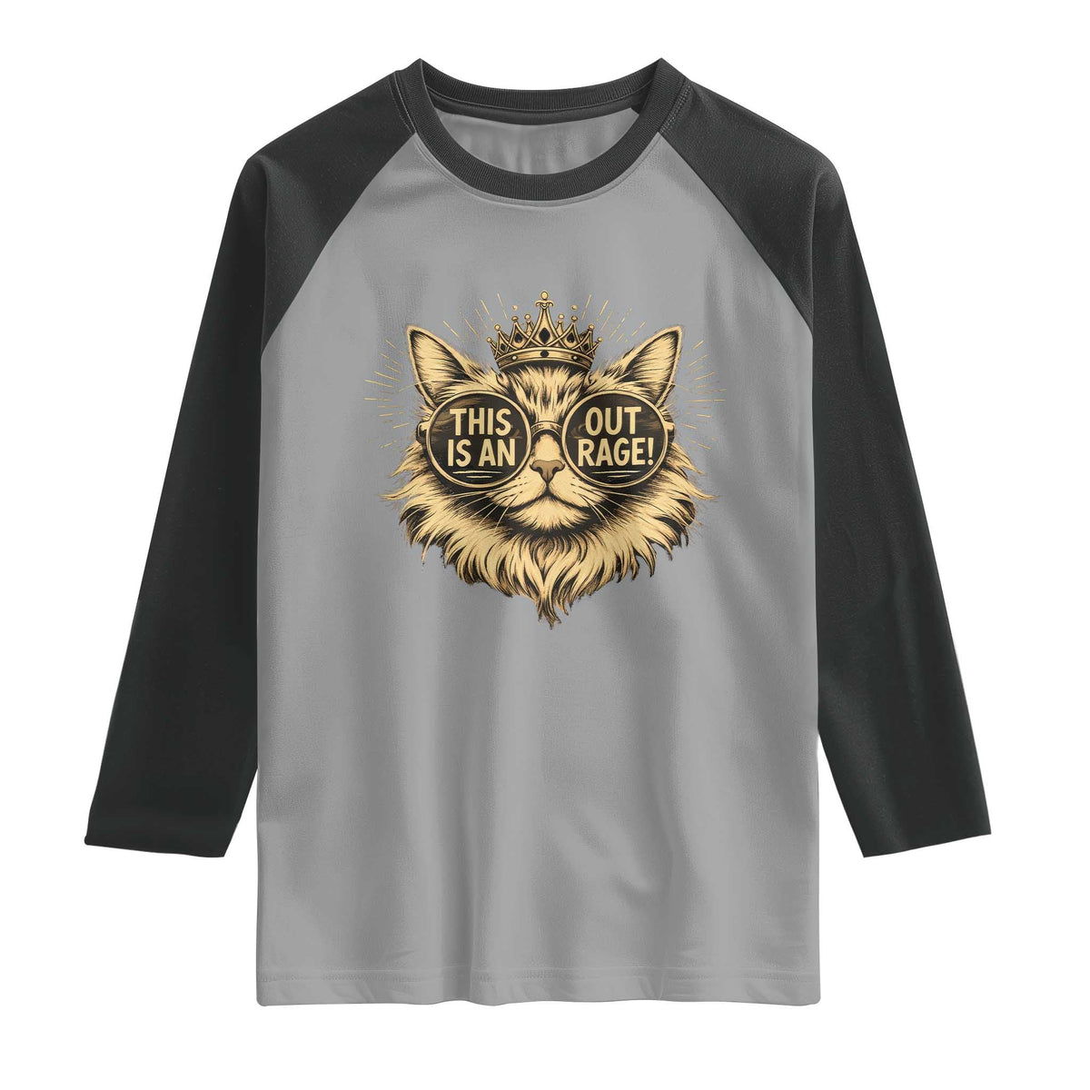 Funny Princess Cat Donut Raglan Shirt This Is An Outrage Donut Gold Cat Lover Gifts