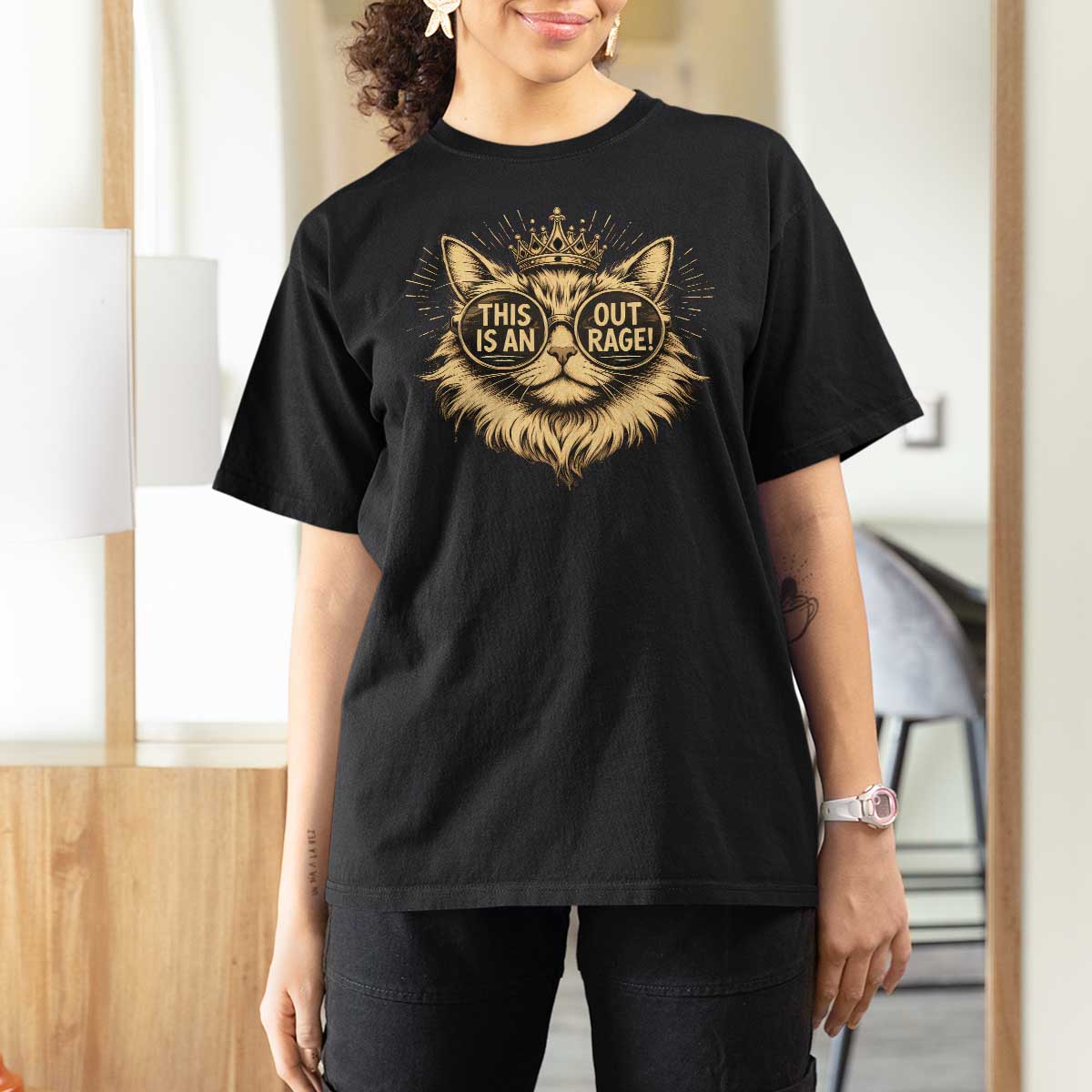 Funny Princess Cat Donut T Shirt For Women This Is An Outrage Donut Gold Cat Lover Gifts