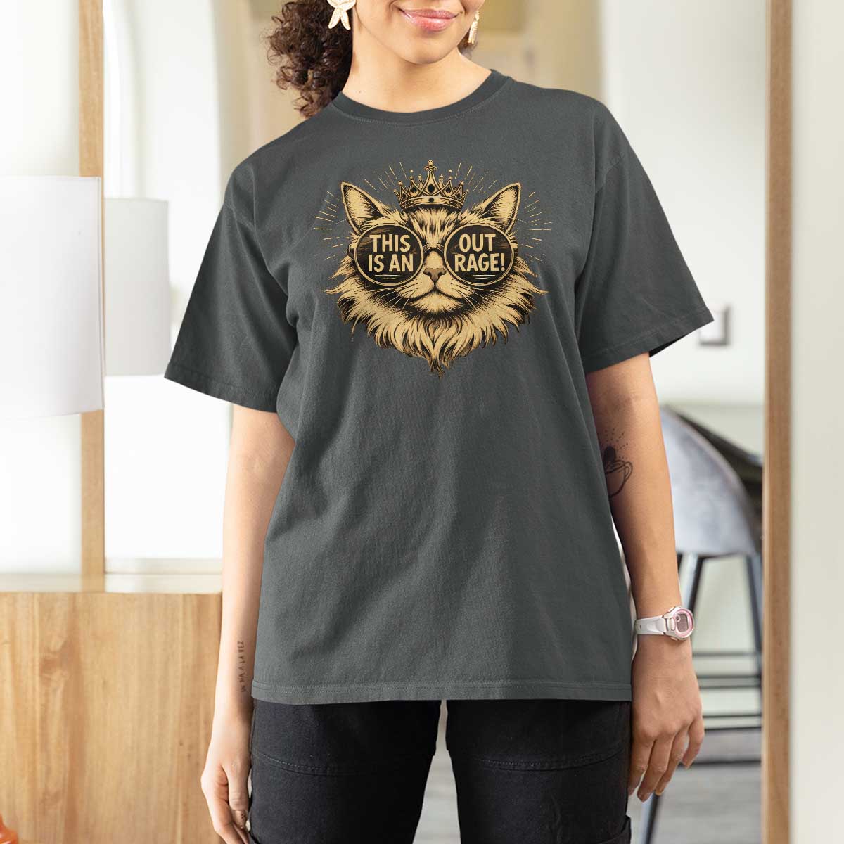 Funny Princess Cat Donut T Shirt For Women This Is An Outrage Donut Gold Cat Lover Gifts