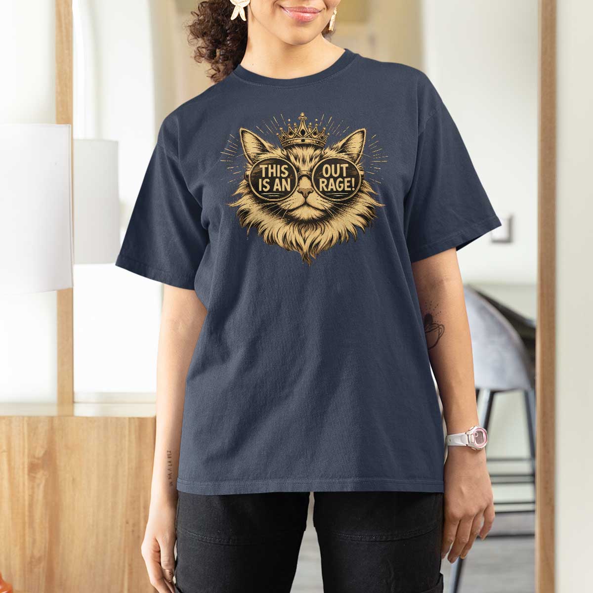 Funny Princess Cat Donut T Shirt For Women This Is An Outrage Donut Gold Cat Lover Gifts