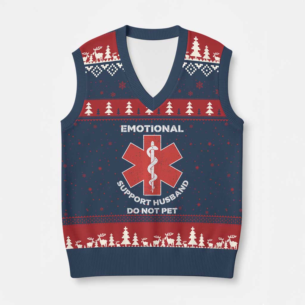 Do Not Pet Husband V-Neck Knit Sweater Vest Funny Sarcastic Saying - Wonder Print Shop