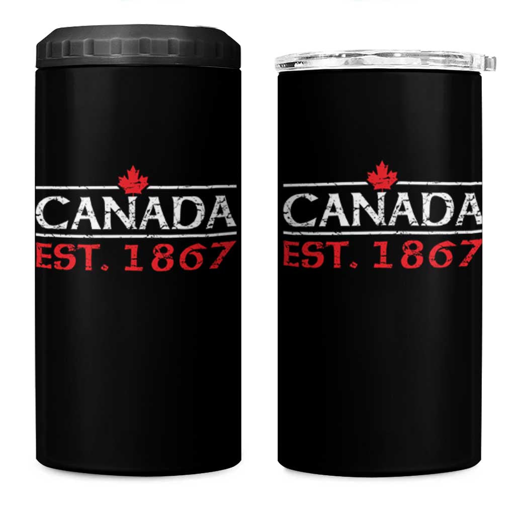 Canadian Maple Leaf 4 in 1 Can Cooler Tumbler Canada Flag Vintage Retro Sport - Wonder Print Shop