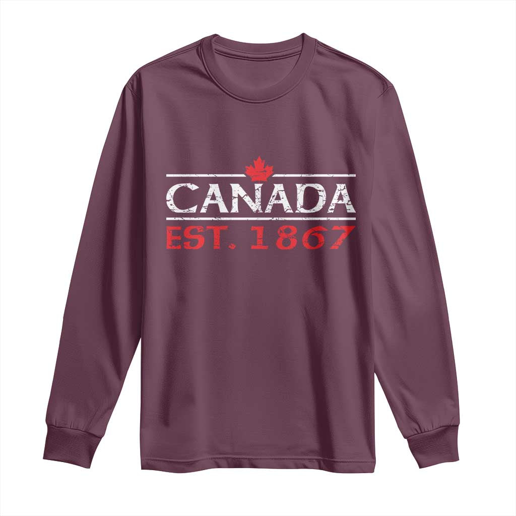 Canadian Maple Leaf Long Sleeve Shirt Canada Flag Vintage Retro Sport - Wonder Print Shop