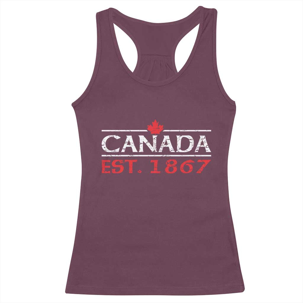 Canadian Maple Leaf Racerback Tank Top Canada Flag Vintage Retro Sport - Wonder Print Shop