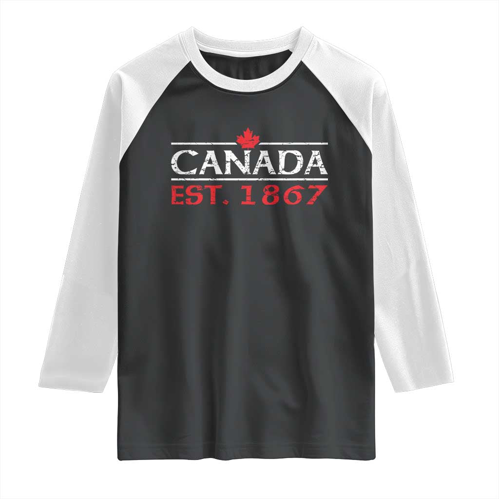 Canadian Maple Leaf Raglan Shirt Canada Flag Vintage Retro Sport - Wonder Print Shop