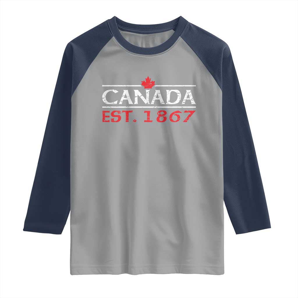 Canadian Maple Leaf Raglan Shirt Canada Flag Vintage Retro Sport - Wonder Print Shop
