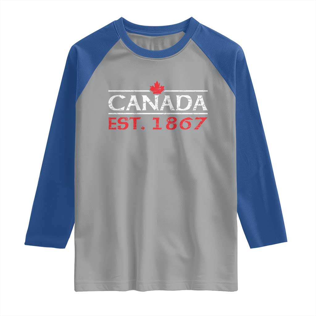 Canadian Maple Leaf Raglan Shirt Canada Flag Vintage Retro Sport - Wonder Print Shop