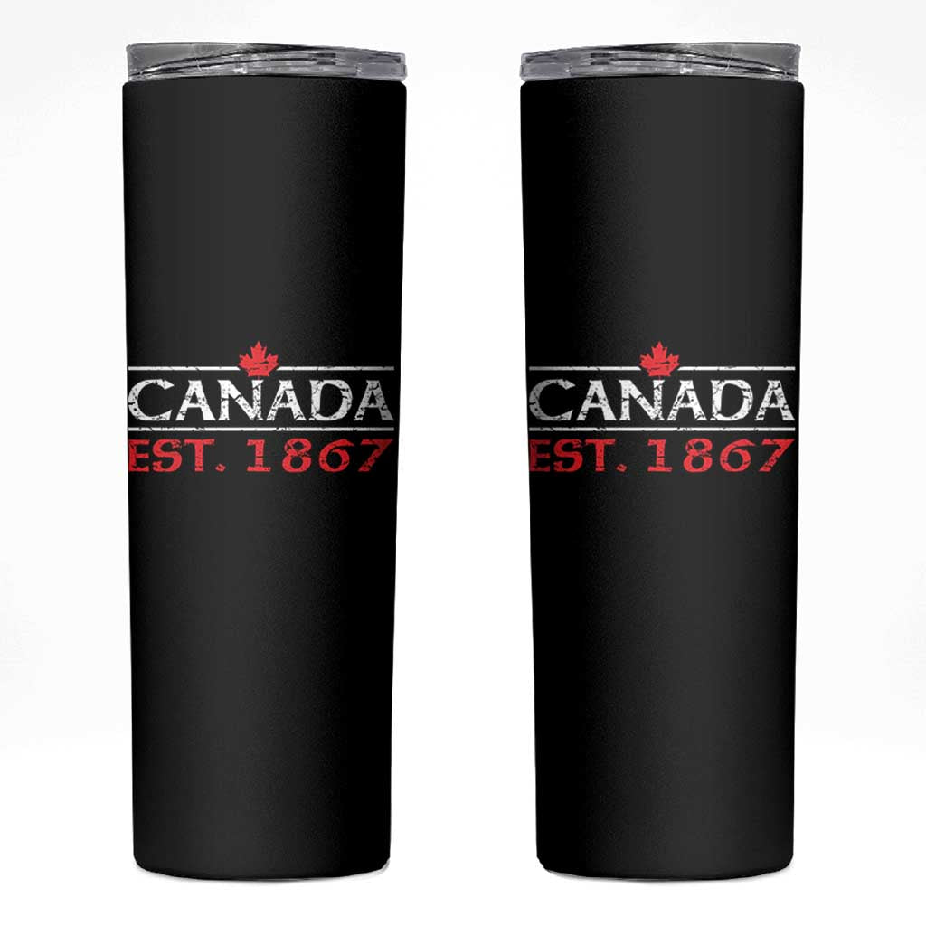 Canadian Maple Leaf Skinny Tumbler Canada Flag Vintage Retro Sport - Wonder Print Shop