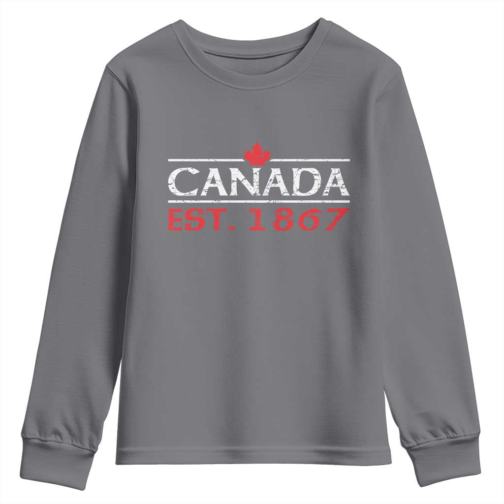 Canadian Maple Leaf Youth Sweatshirt Canada Flag Vintage Retro Sport - Wonder Print Shop