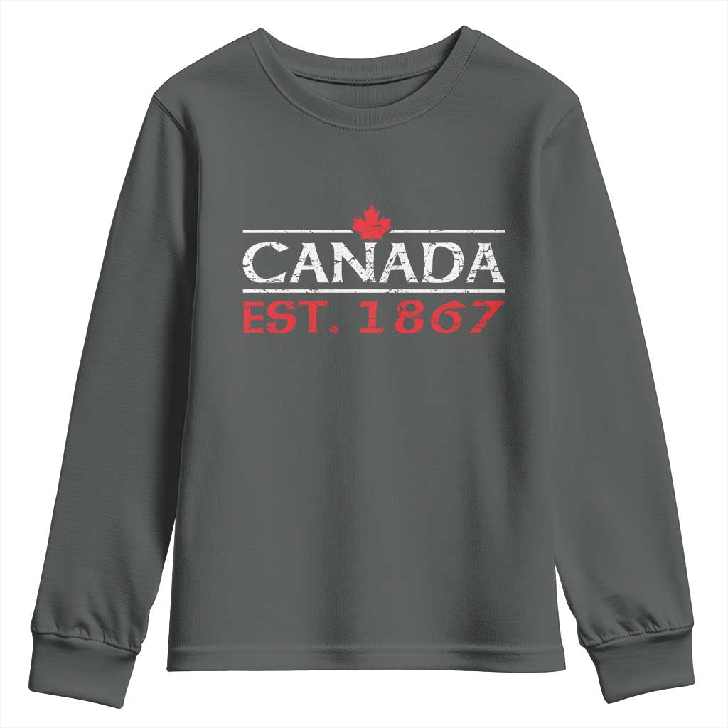 Canadian Maple Leaf Youth Sweatshirt Canada Flag Vintage Retro Sport - Wonder Print Shop