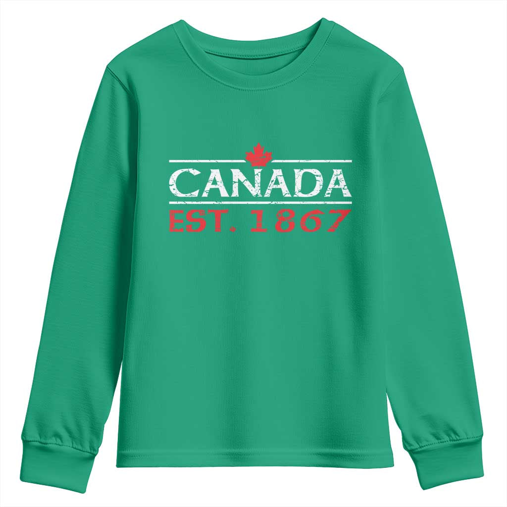 Canadian Maple Leaf Youth Sweatshirt Canada Flag Vintage Retro Sport - Wonder Print Shop