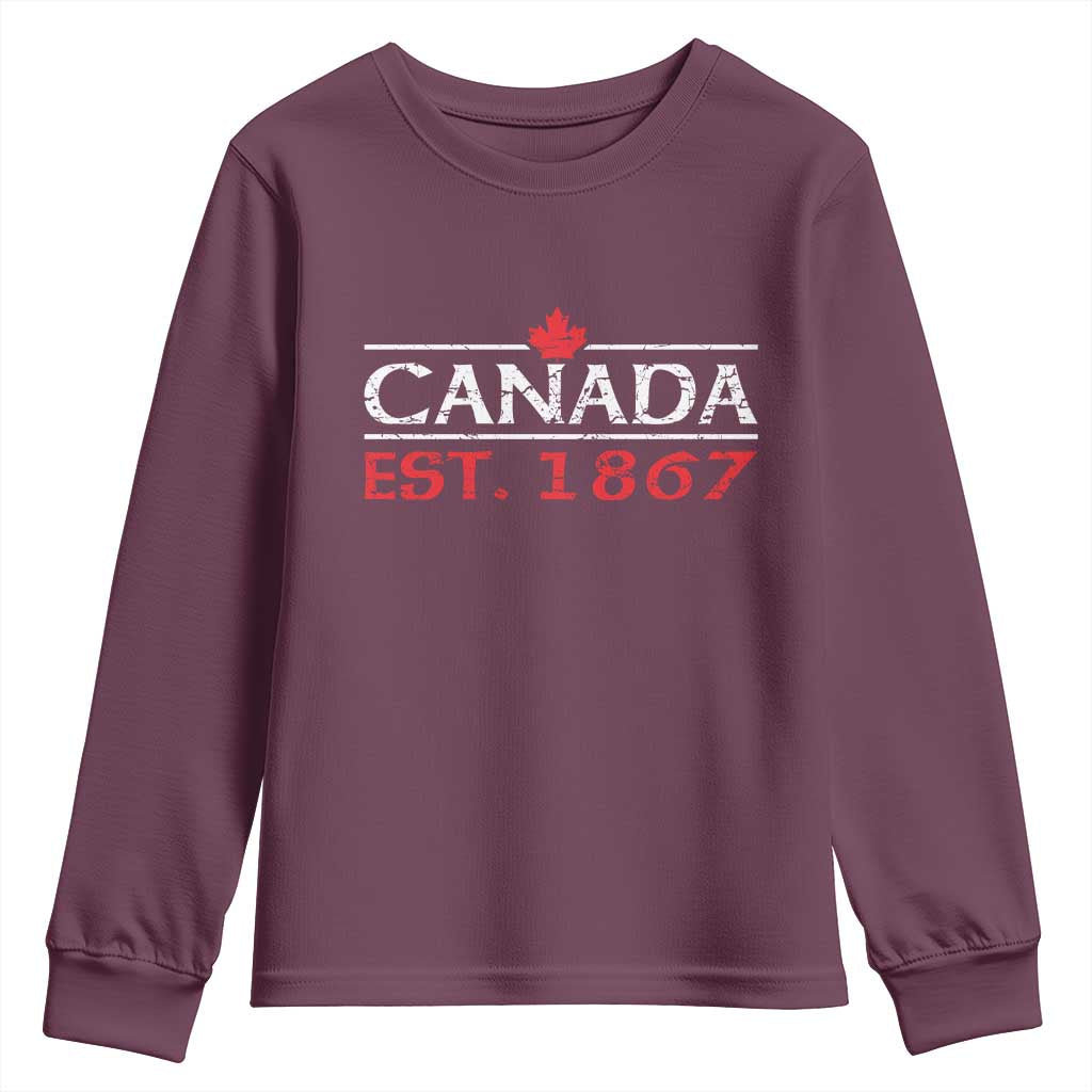 Canadian Maple Leaf Youth Sweatshirt Canada Flag Vintage Retro Sport - Wonder Print Shop