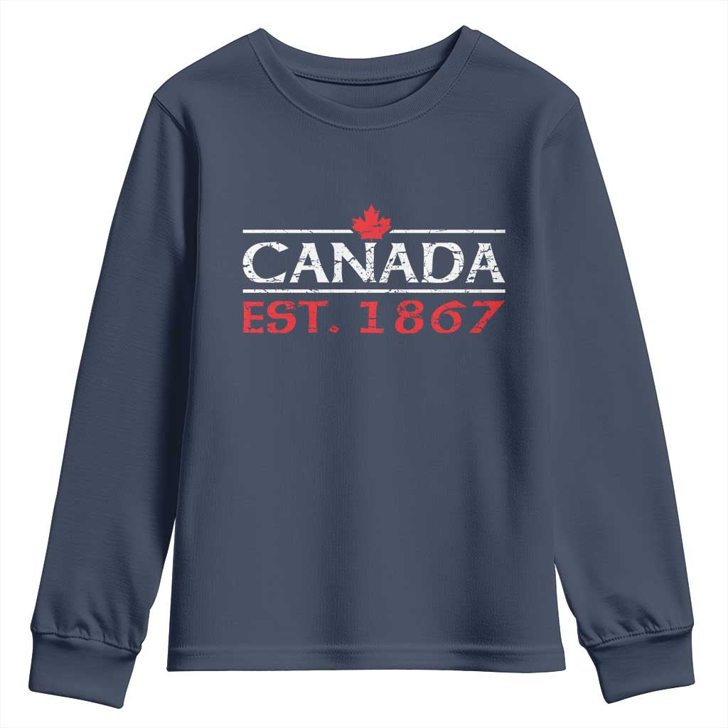 Canadian Maple Leaf Youth Sweatshirt Canada Flag Vintage Retro Sport - Wonder Print Shop