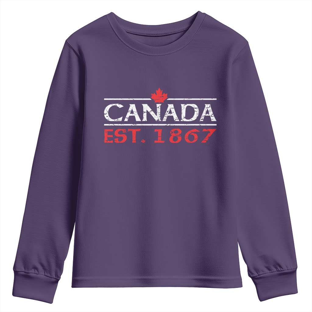 Canadian Maple Leaf Youth Sweatshirt Canada Flag Vintage Retro Sport - Wonder Print Shop