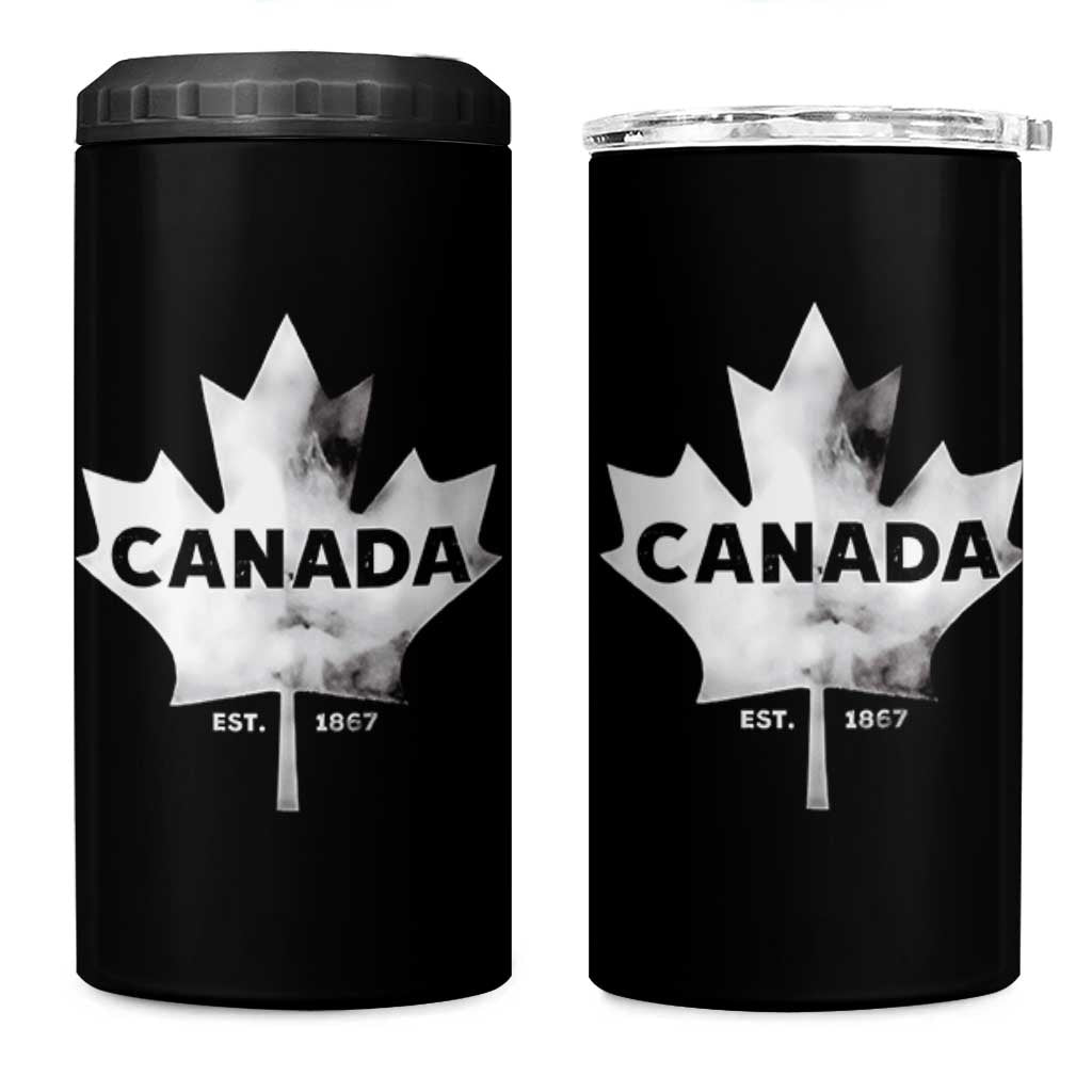 Canada Flag 4 in 1 Can Cooler Tumbler Canadian Maple Leaf Vintage Retro Sport - Wonder Print Shop