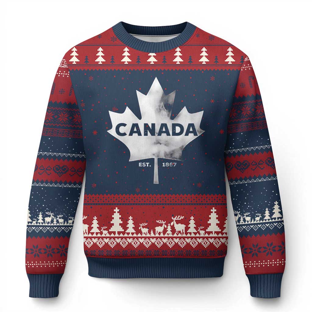 Canada Flag Ugly Christmas Sweater Canadian Maple Leaf Vintage Retro Sport - Wonder Print Shop