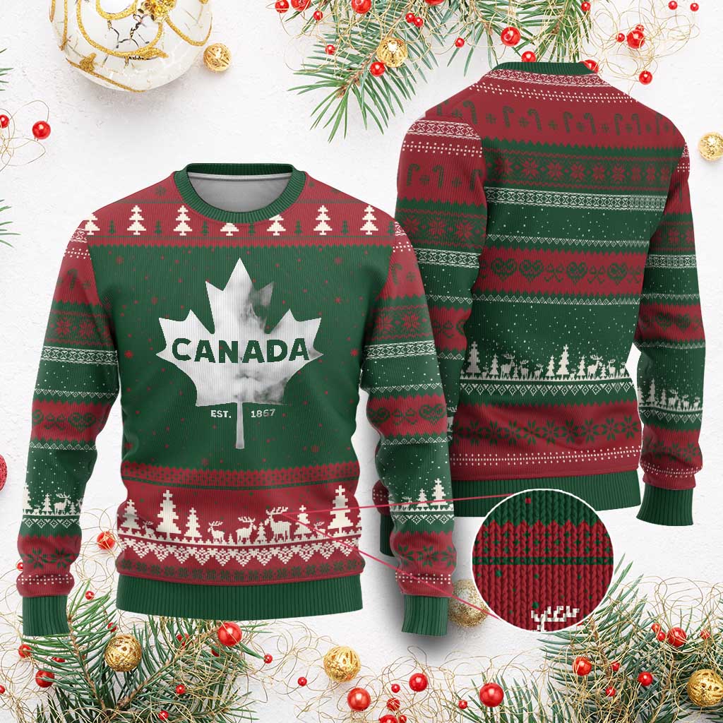 Canada Flag Ugly Christmas Sweater Canadian Maple Leaf Vintage Retro Sport - Wonder Print Shop