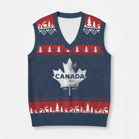 Canada Flag V-Neck Knit Sweater Vest Canadian Maple Leaf Vintage Retro Sport - Wonder Print Shop