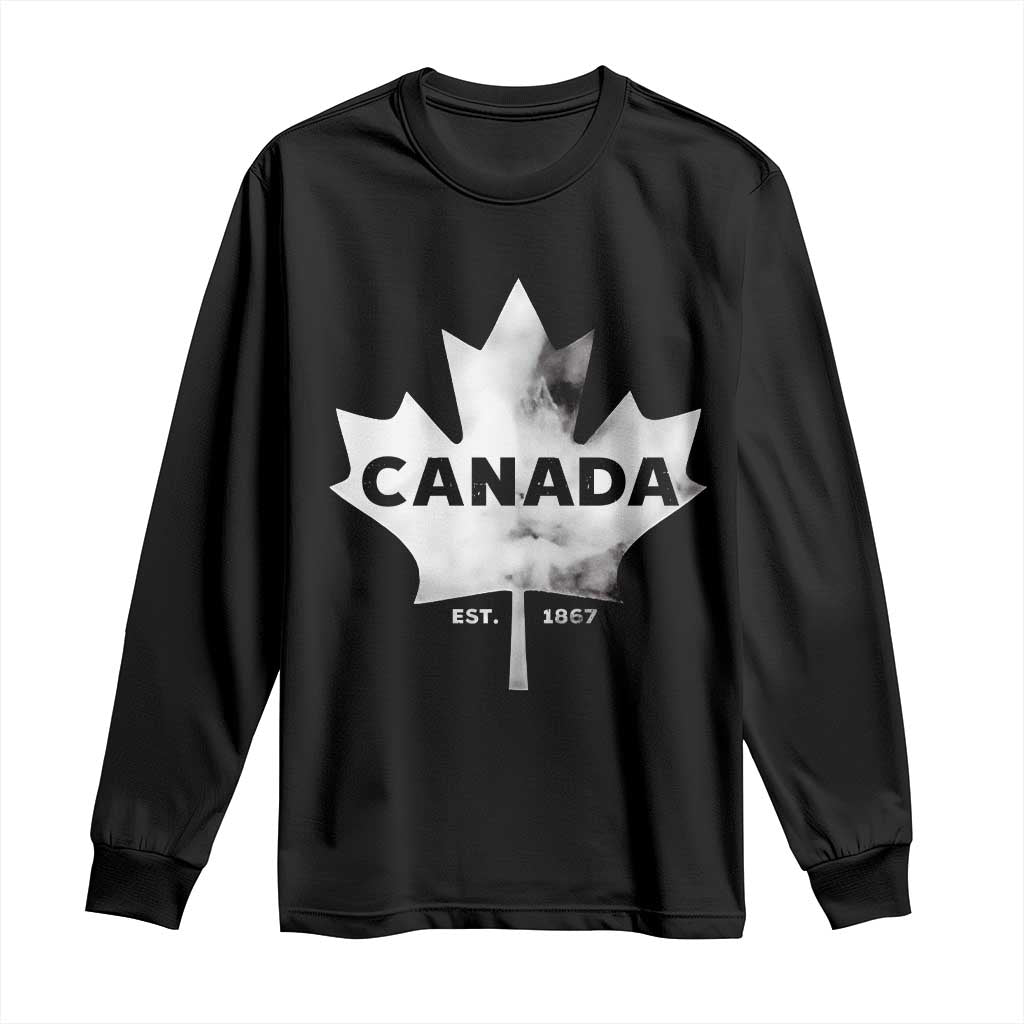 Canada Flag Long Sleeve Shirt Canadian Maple Leaf Vintage Retro Sport - Wonder Print Shop