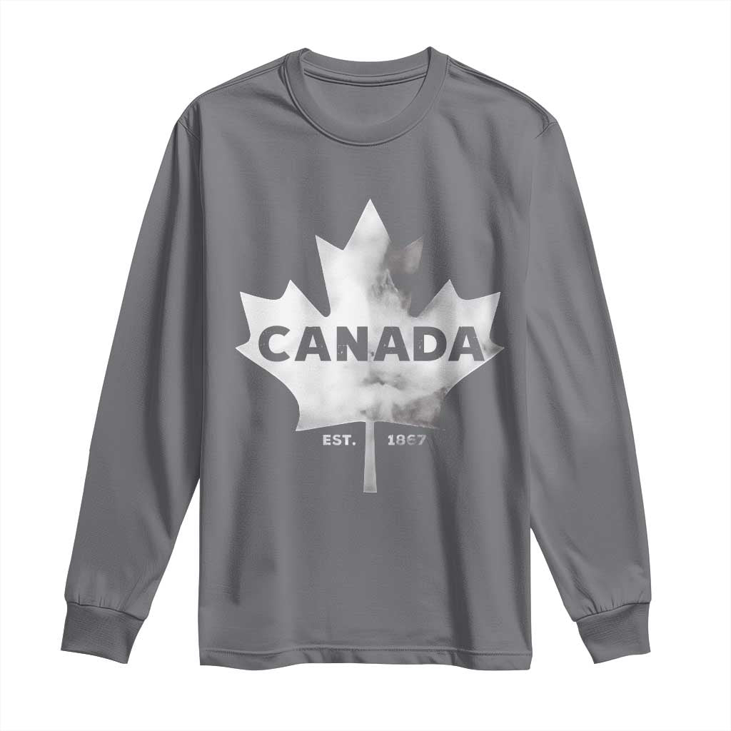 Canada Flag Long Sleeve Shirt Canadian Maple Leaf Vintage Retro Sport - Wonder Print Shop