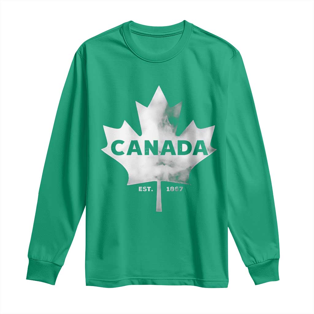 Canada Flag Long Sleeve Shirt Canadian Maple Leaf Vintage Retro Sport - Wonder Print Shop