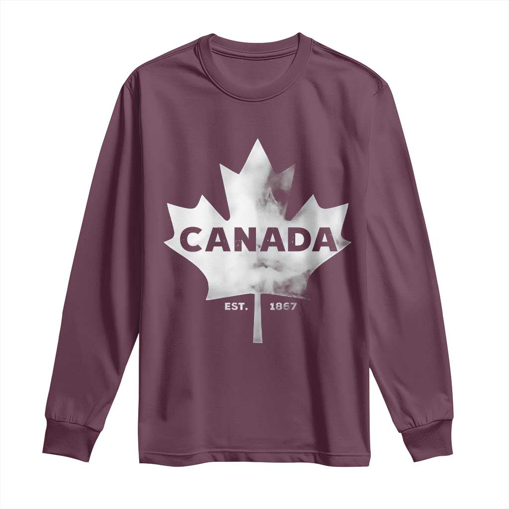 Canada Flag Long Sleeve Shirt Canadian Maple Leaf Vintage Retro Sport - Wonder Print Shop